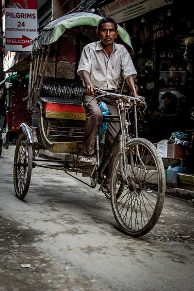 A bicycle rickshaw in Kathmandu, Nepal