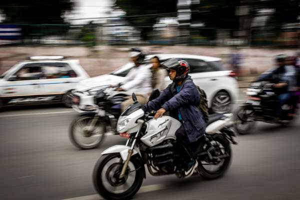 A motorcycle in Kathmandu, Nepal