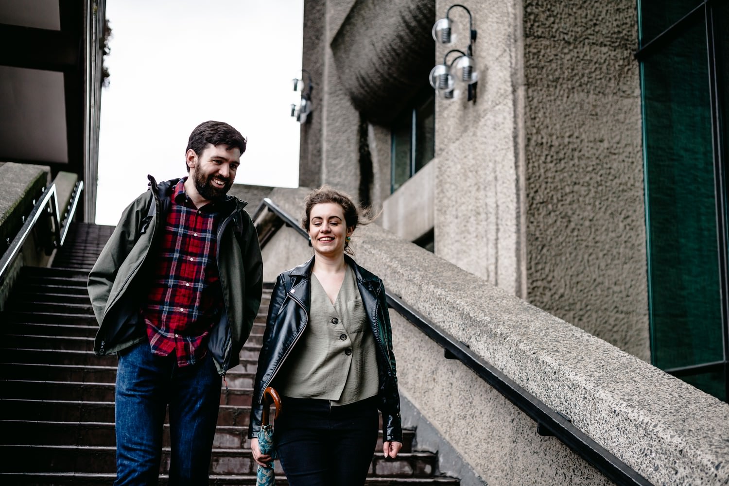 Relaxed engagement and couples photography in Barbican, London