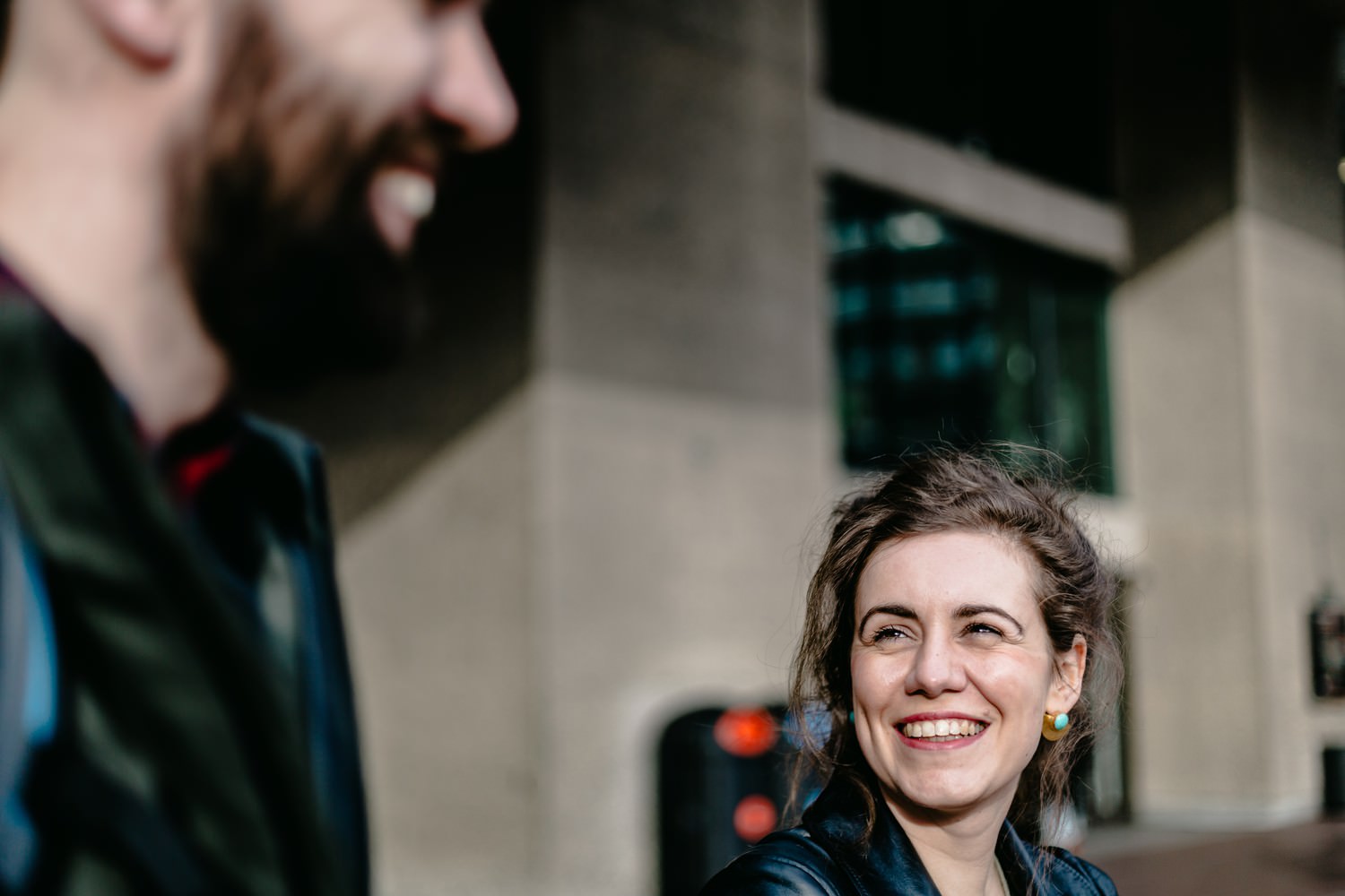 Relaxed engagement and couples photography in Barbican, London