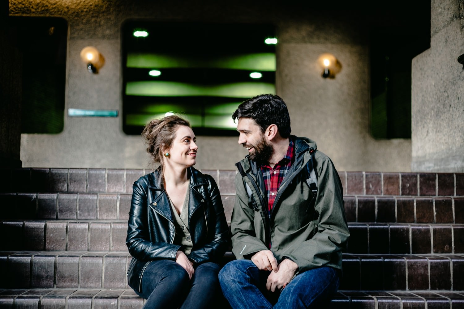 Relaxed engagement and couples photography in Barbican, London