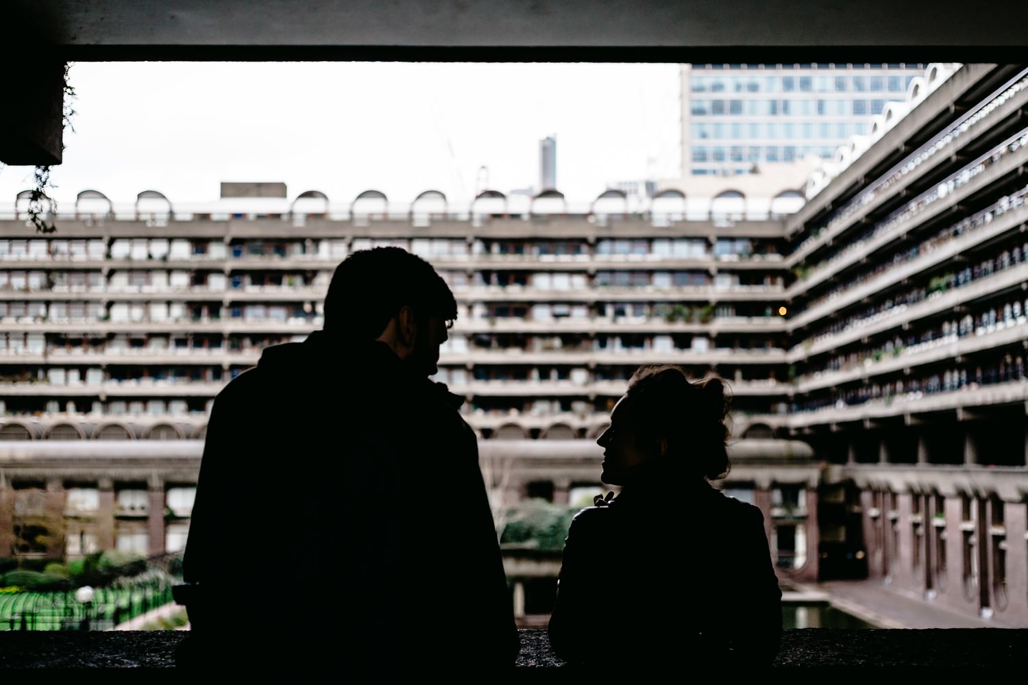 Relaxed engagement and couples photography in Barbican, London