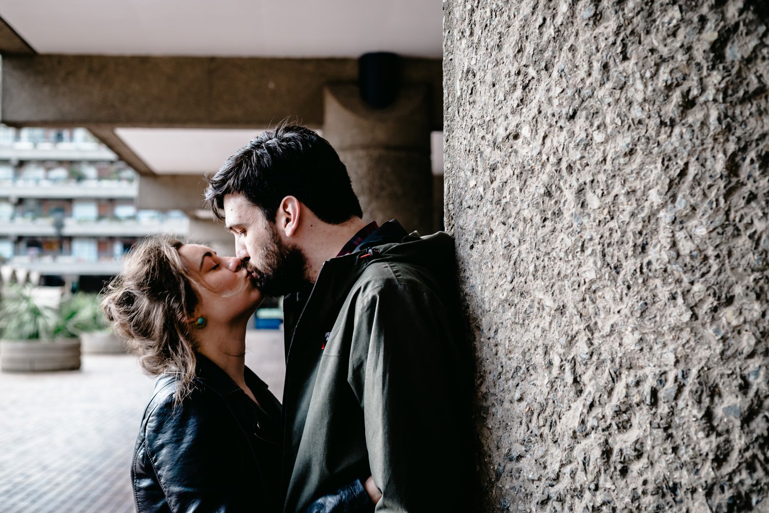 Relaxed engagement and couples photography in Barbican, London