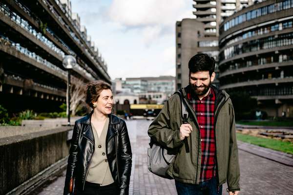 Relaxed engagement and couples photography in Barbican, London