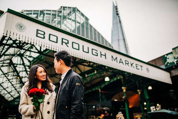 Relaxed engagement shoot at Borough Market, South Bank, London