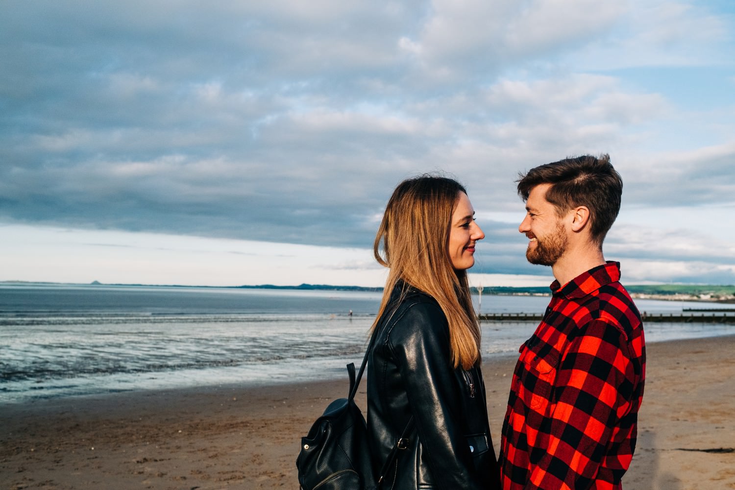 Relaxed beach engagement shoot in Portobello, Edinburgh