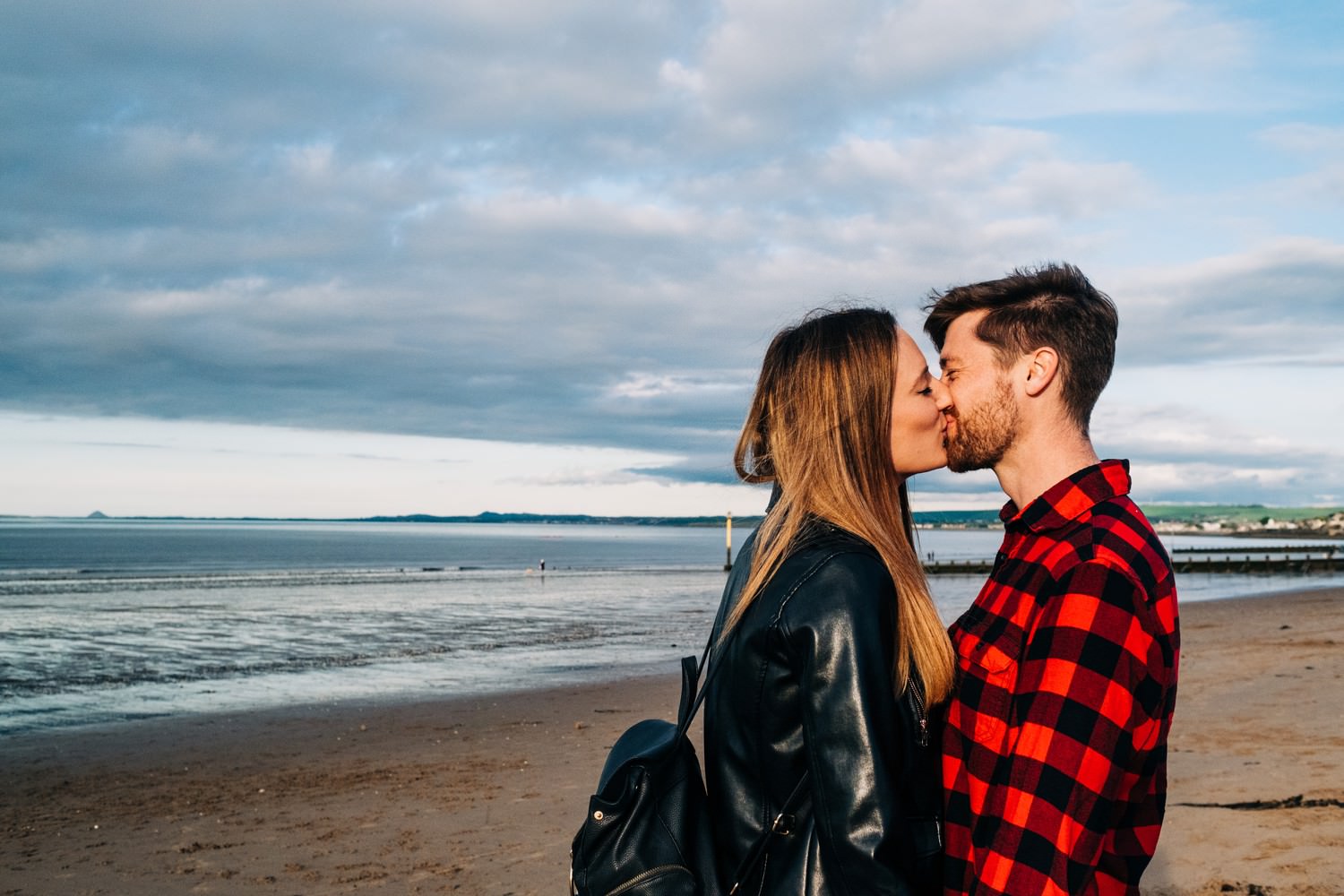 Relaxed beach engagement shoot in Portobello, Edinburgh