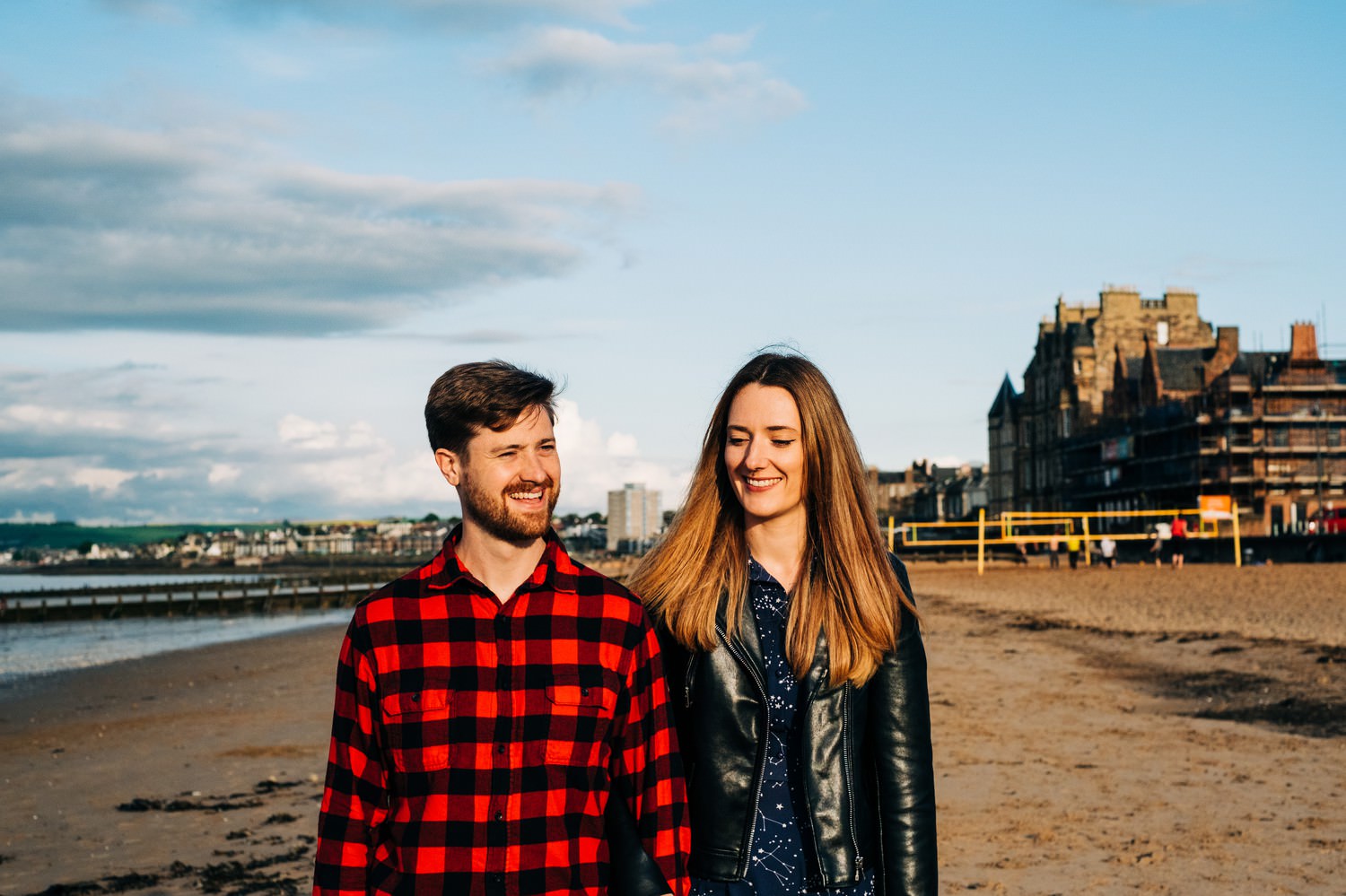 Relaxed beach engagement shoot in Portobello, Edinburgh