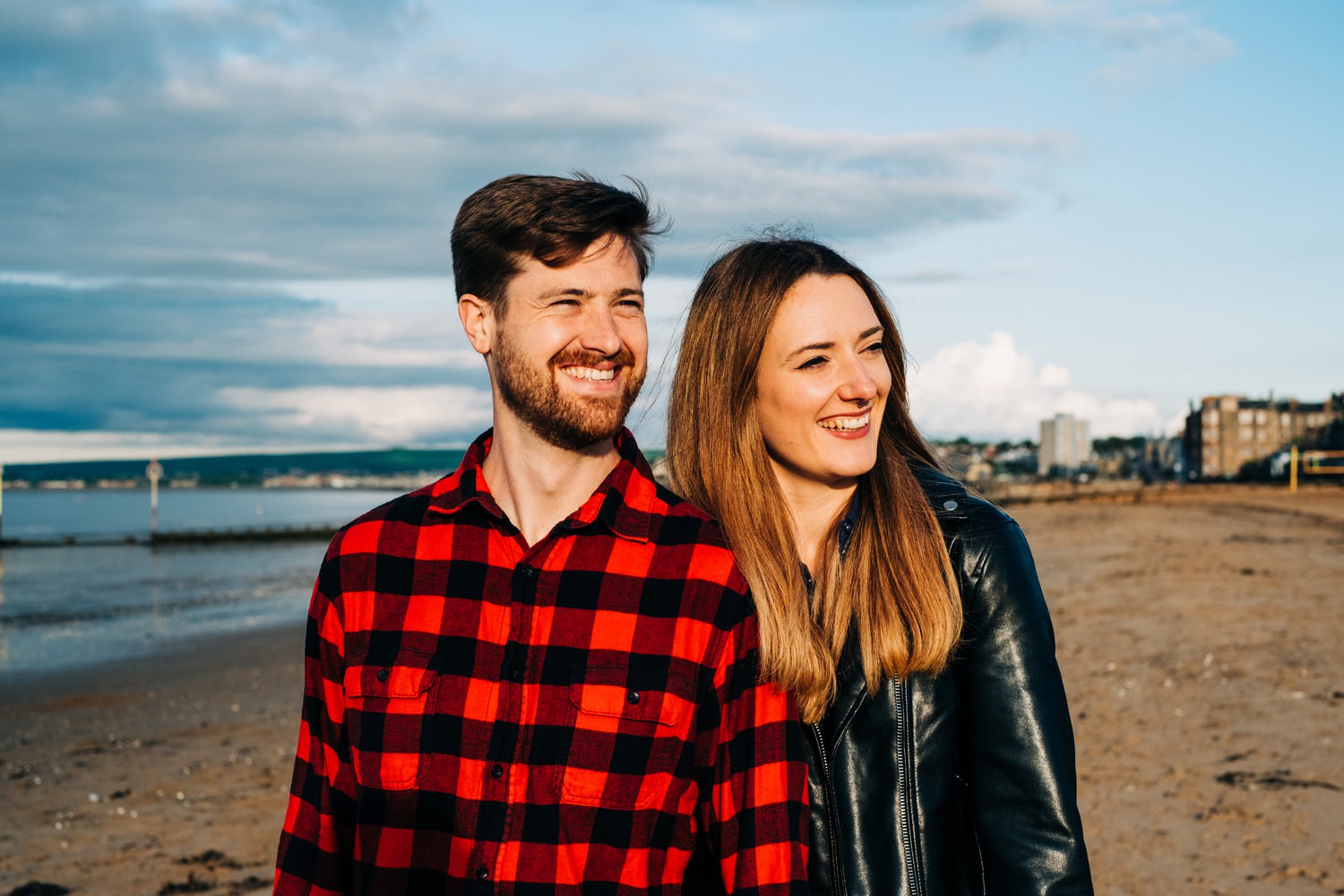 Relaxed beach engagement shoot in Portobello, Edinburgh