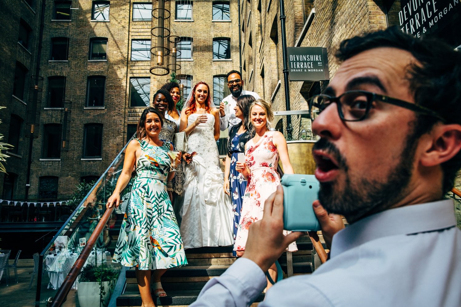 Relaxed urban wedding photography at Devonshire Terrace, London