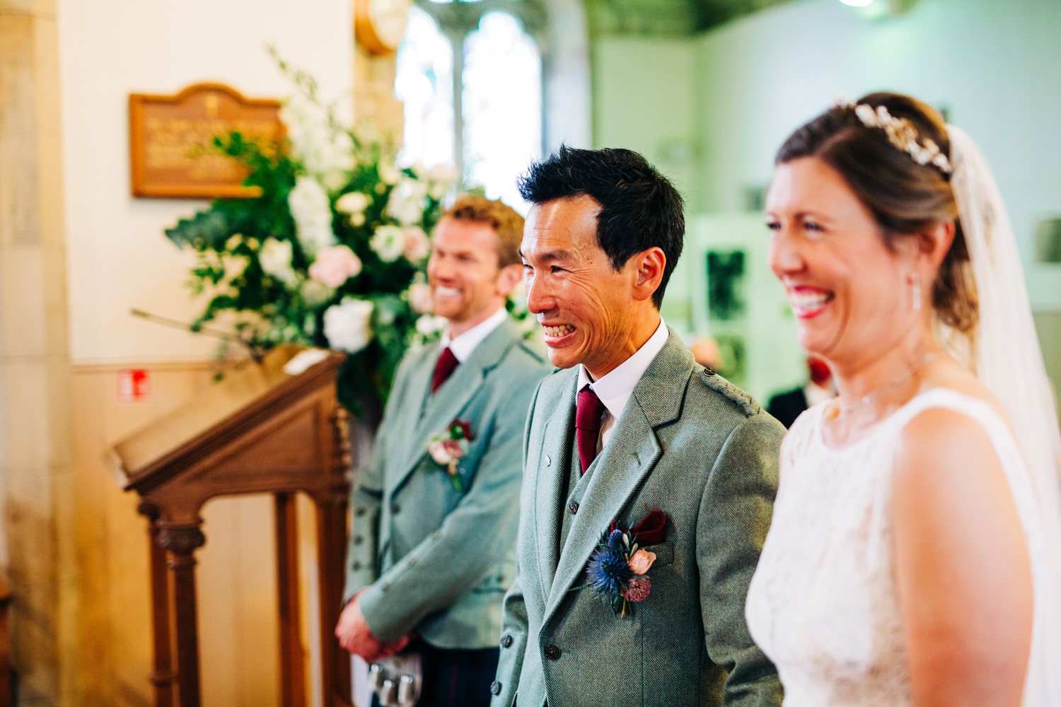 Relaxed East Lothian Scottish church wedding photography in North Berwick