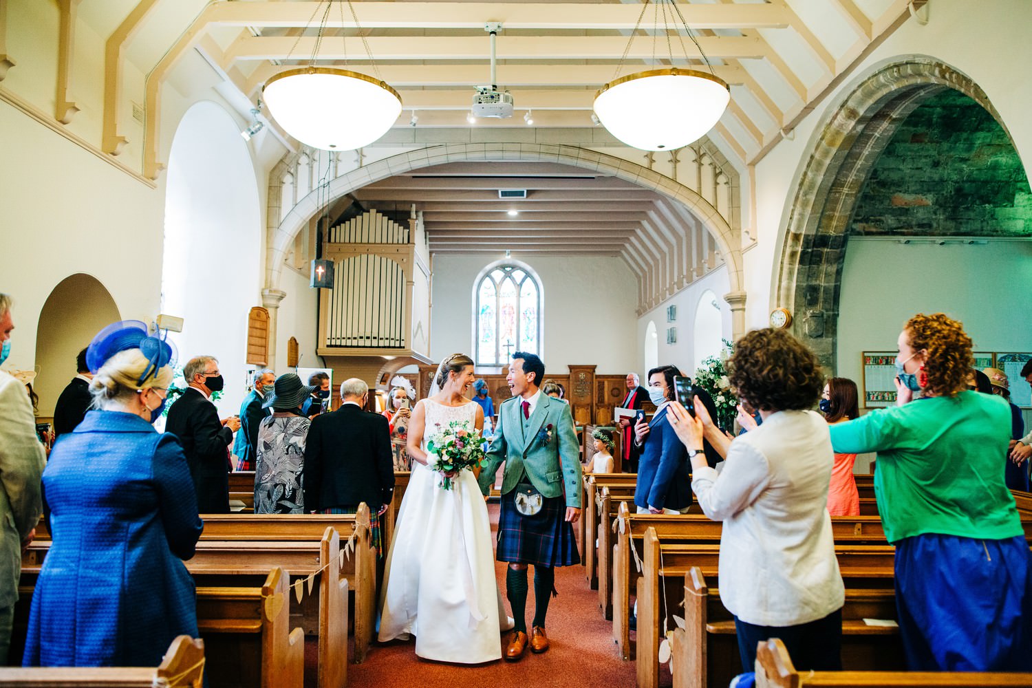 Relaxed East Lothian Scottish church wedding photography in North Berwick