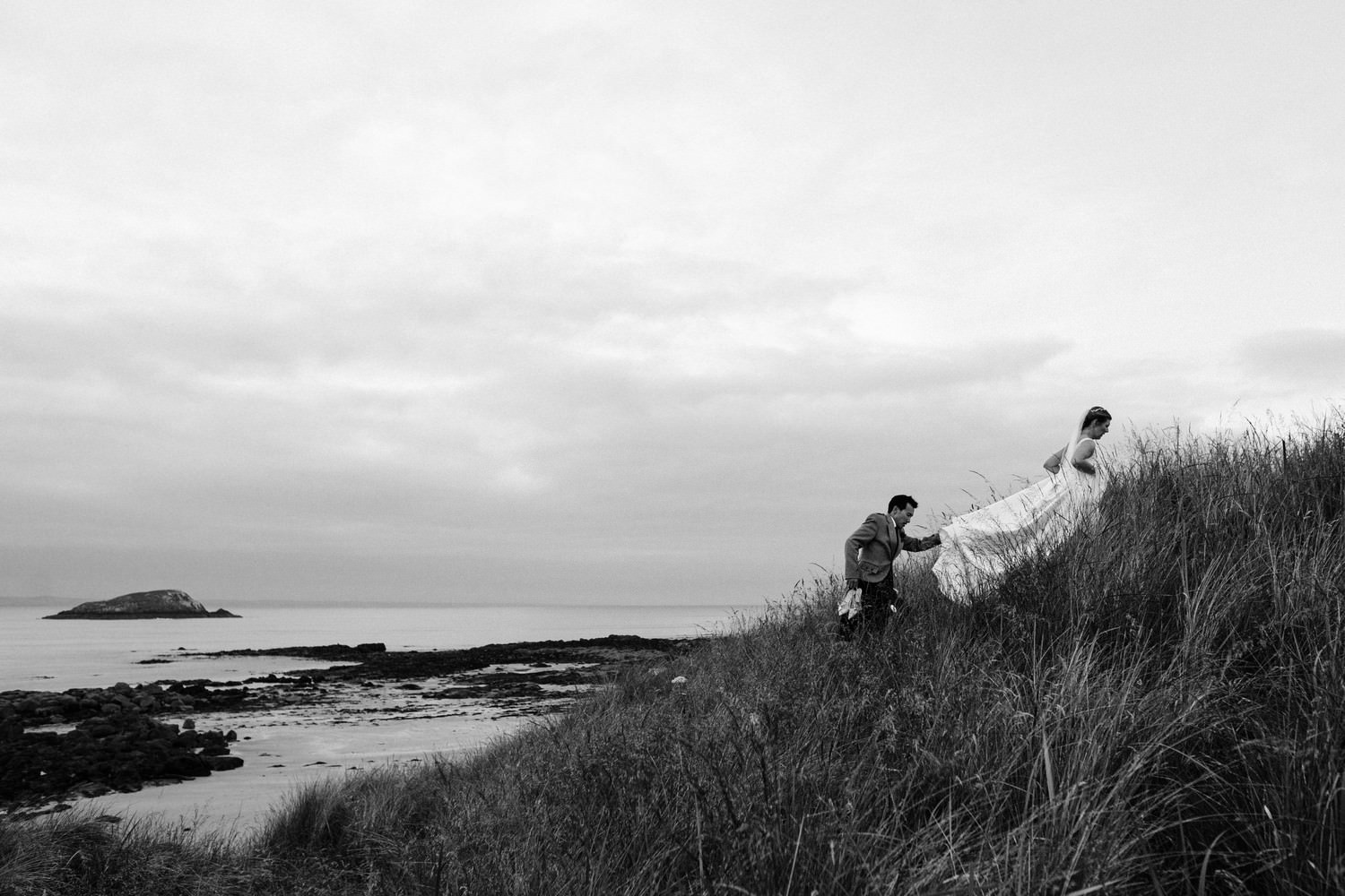 Relaxed East Lothian Scottish church wedding photography in North Berwick