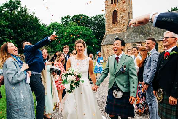 Relaxed East Lothian Scottish church wedding photography in North Berwick